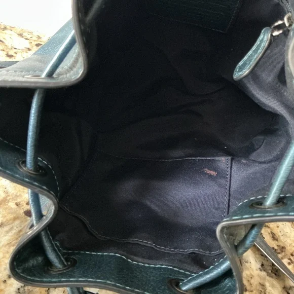 Coach Metallic Blue Leather Small Bucket Crossbody Bag - Picture 8 of 9